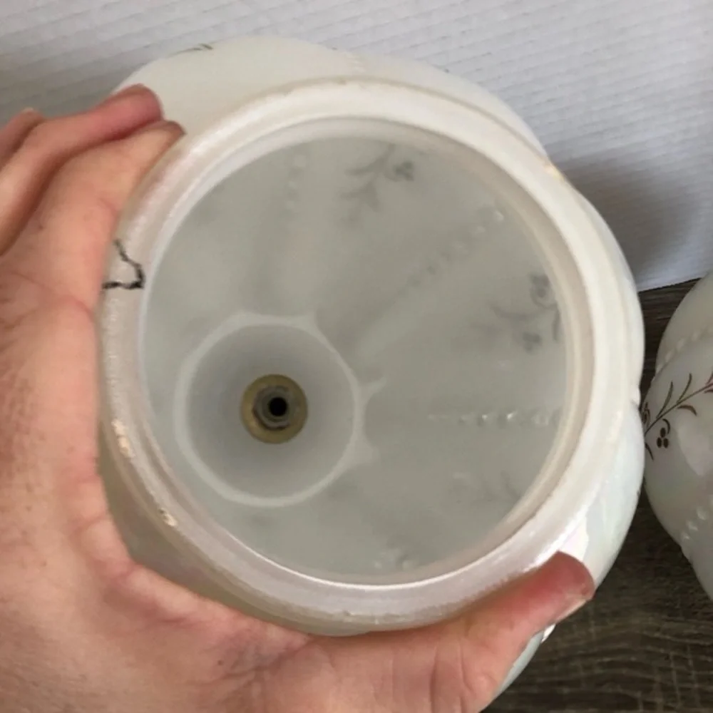 Vtg Pearlescent Globe Light Shades